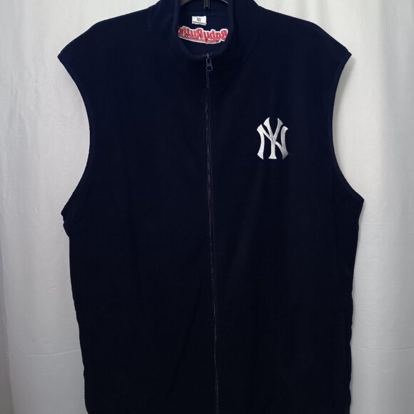 NY YANKEES INSPIRED BABY RUTH SLEEVELESS FLEECE VEST - Picture 1 of 8